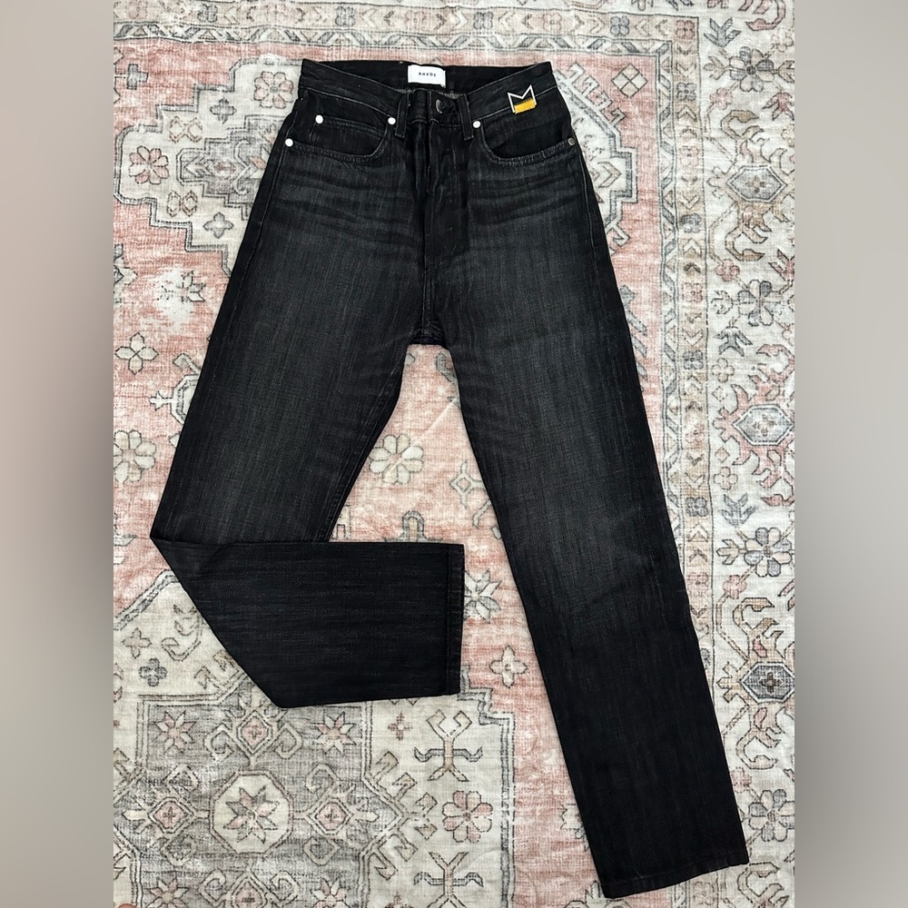 NWOT Rhude Men's Dark Black Slim Straight Jeans